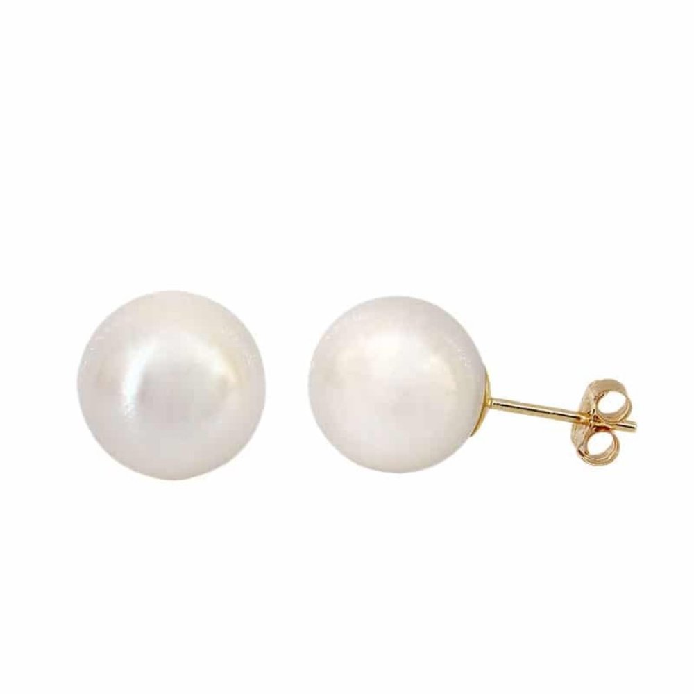 14K Real Gold Pearl Earrings Solid Gold Hypo Allergenic Freshwater Pearl Studs